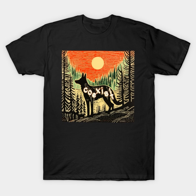 Coexist: Coyote T-Shirt by nonbeenarydesigns